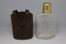 Load image into Gallery viewer, Vintage Glass Flask with Animal Skin Holder Pouch - Used