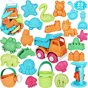 Biulotter Sand Toys Set - Set of 25 - Ages 3+ - New