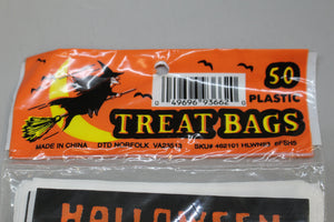 Halloween Trick or Treat Bags - 50 Bags - Plastic - Ghost Cat Pumpkin - New