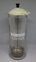 Load image into Gallery viewer, Vintage Barbicide Salon Tool Disinfecting Glass Soaking Jar with Paperwork - New