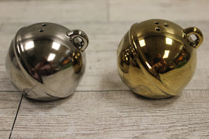 Set of Jungle Bells Salt and Pepper Shakers - Gold and Silver - Used