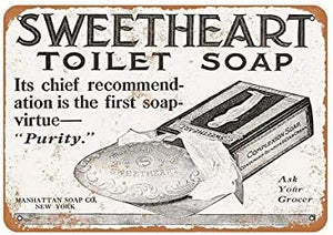 Vintage Retro Sweetheart Toilet Soap Metal Tin Sign - 8x12 - New