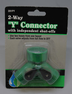 2-Way "Y" Connector with Independent Shut-Offs - 201PY - New