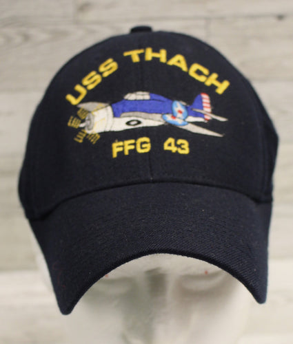 USS Thach FFG 43 Black Baseball Cap - Adjustable - Used