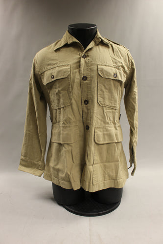 US Military 1951 Tan Shirt with Pockets - Size: 14 - Used