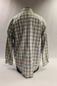 Men's Structure Long Sleeve Blue Plaid Shirt - Large - Used