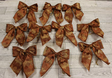 Load image into Gallery viewer, Set of 10 Christmas Holiday Bows - Brown &amp; Gold - Trees, Decorating, Gifts