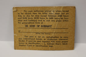 Korean War USAFE 155th Tac Con Gp Permanent Pass - 1953 - US Zone of Germany