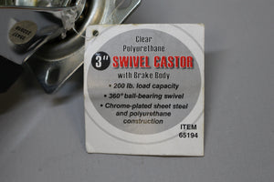 Harbor Freight 3" Swivel Caster - 200 lb. load capacity - New