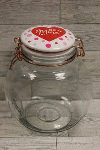 Destination Holiday Valentine's Day "Be Mine" Glass Penny Candy Jar -Used