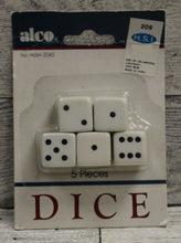 Load image into Gallery viewer, Alco Playing Dice For Cards &amp; Games - Black/White - 5 Pack - New