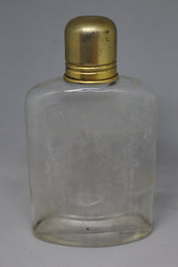 Vintage Glass Flask with Animal Skin Holder Pouch - Used