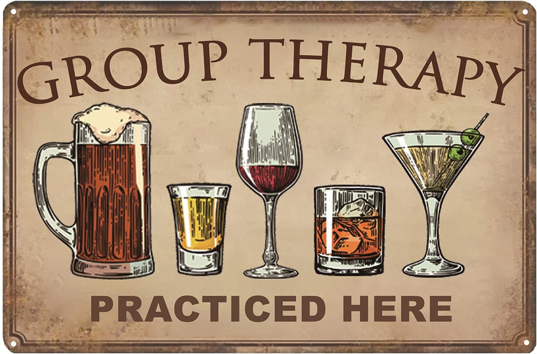 Group Therapy Practiced Here Bar Beer Tin Sign - 16x12 - New