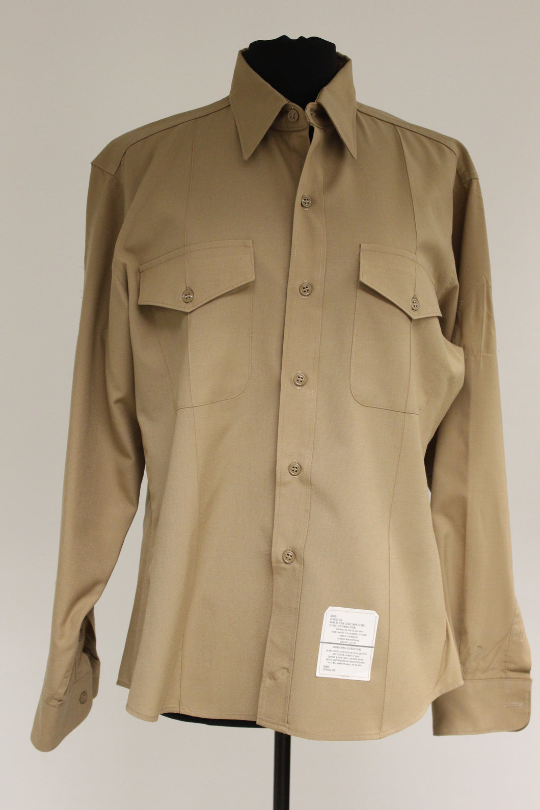 USMC Marine DSCP Men's Long Sleeve Khaki Shirt - 8405-01-173-4475 -16 x 35