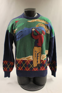 Hathaway Hand Intarsia Cotton Golfers Sweater - XLarge - Used