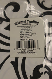 Oriental Trading Black & White Wrapping Paper - 8 Piece - New