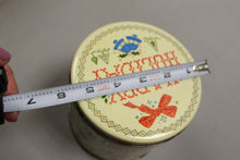 Load image into Gallery viewer, Vintage Cross Stitch Happy Holiday Christmas Tin - 5&quot; Tall - Used