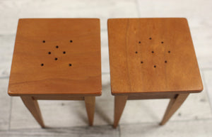 Miniature Wooden End Table Salt Pepper Shakers - Furniture Design - Used