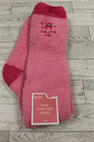 Owl Love You Cozy Knee High Socks - Pink - New