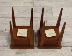 Miniature Wooden End Table Salt Pepper Shakers - Furniture Design - Used