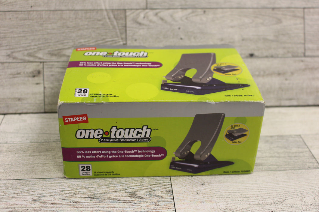 Staples One-Touch 2-Hole Punch - 28 Sheet Capacity - New