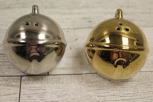 Set of Jungle Bells Salt and Pepper Shakers - Gold and Silver - Used