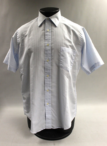 Windsor Short Sleeve Button Up Shirt - Size: 16 - Light Blue Stripe - Used