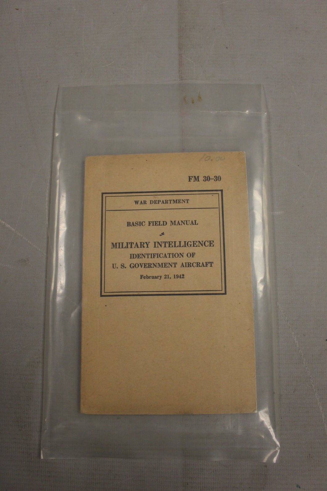 1942 War Department Basic Field Manual of Military Intelligence Aircraft