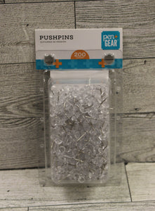 Pen Gear Push Pins - Clear - 200 Count - New