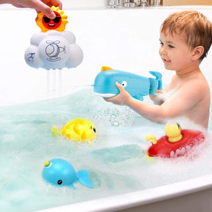 5PCS Baby Bath Toys Set Water Spray Sprinkler - Whales Fish Submarine Cloud - New