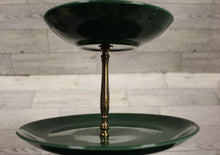 Load image into Gallery viewer, Vintage Ceramic MCM 3 Tier Tidbit Serving Tray - Green - Used