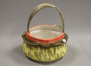 Ceramic Scarecrow Basket Bowl with Handle - Fall Thanksgiving - Used