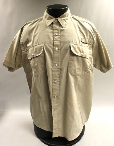 Haband Travelers Short Sleeve Button Up Shirt - Large - Tan - Used