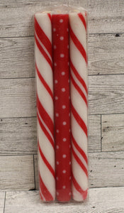Pack of 3 Hobby Lobby Peppermint Swirl Christmas Taper Candles - 10" Long - New