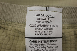 Gen III Cold Weather Grid Long John Pant - 8415-01-538-8747 - Large Long - Used