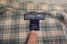 Load image into Gallery viewer, Men&#39;s Structure Long Sleeve Blue Plaid Shirt - Large - Used