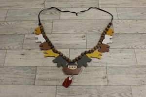 Vintage Clunky Wooden Noah's Ark Necklace - Used