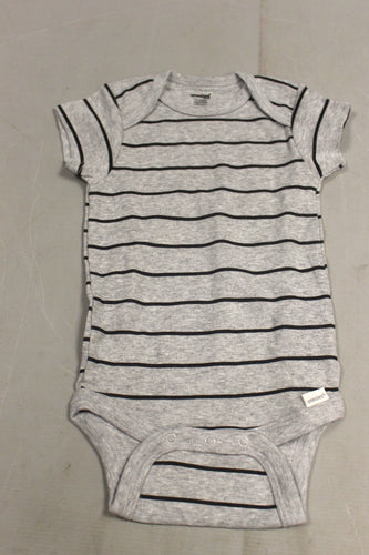 Striped Gray Baby One Piece - Short Sleeve - 12 Months - New