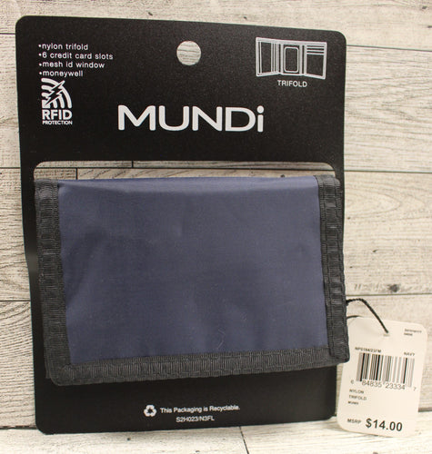 Mundi Trifold Wallet - Navy - RFID Protection - New