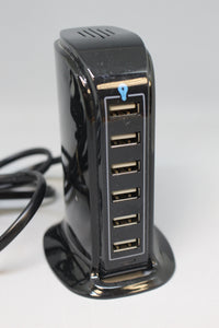 Aduro 40W 6-Port USB Desktop Charging Station Hub Wall Charger - Black