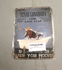 Texas Longhorn & Co Bath Soap Tin Sign - 6" x 8" - New