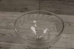 Anchor Hocking Bubble Footed Champagne Sherbet Etched Leaves Glasses - Set of 10