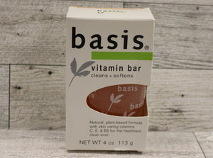 Basis Vitamin Soap Bar - Cleans and Softens - 4 oz - New