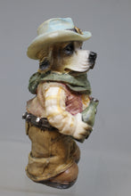 Load image into Gallery viewer, Western Cowboy Dog Figurine Holding Bottle - Resin - Used