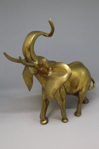 Vintage Solid Brass Elephant Statue Figurine - Made in India - 9.5" T x 10" L