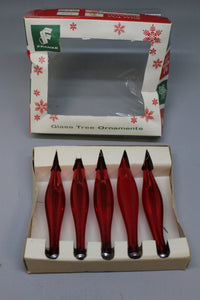 Franke 4" Glass Christmas Tree Ornaments - Set of 5 - Red - Used