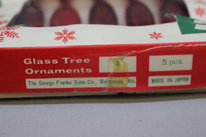 Franke 4" Glass Christmas Tree Ornaments - Set of 5 - Red - Used