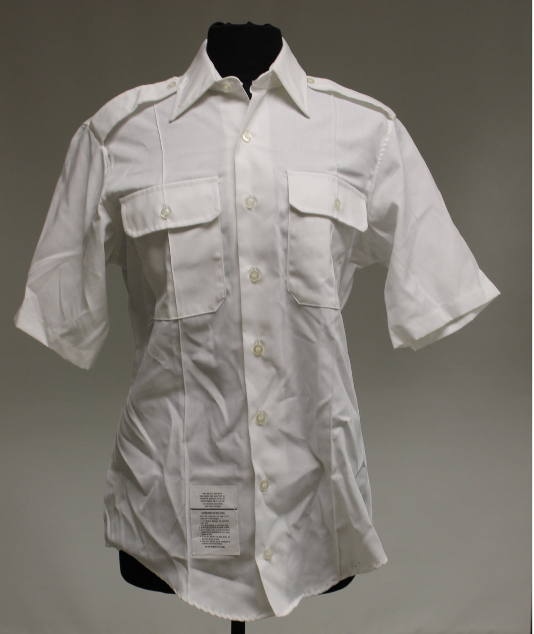 US Army Man's Short Sleeve White Shirt - 8405-01-598-1632 - Size: 17.5 A - Used