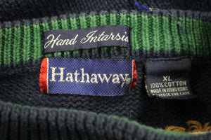 Hathaway Hand Intarsia Cotton Golfers Sweater - XLarge - Used