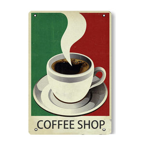 Hot Steaming Coffee Cup Shop Tin Sign - 8 x 12" - New